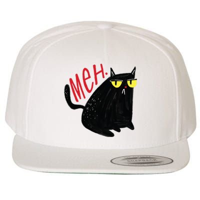 Meh Cat Wool Snapback Cap