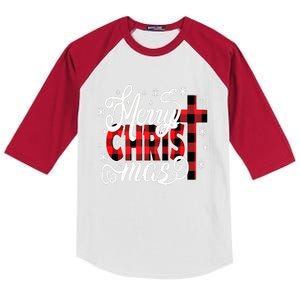 Merry Christ Mas Christian Jesus Christmas Pjs Xmas Pajamas Kids Colorblock Raglan Jersey