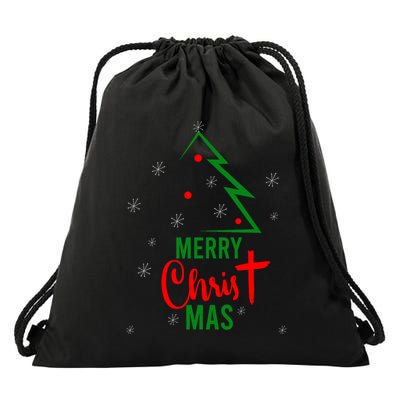 Merry Christ Mas Christmas Christian Jesus Religious Holiday Drawstring Bag