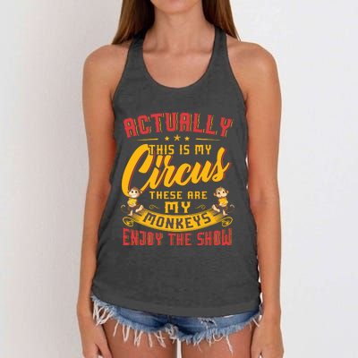 My Circus My Monkeys Funny Gift For Women's Knotted Racerback Tank