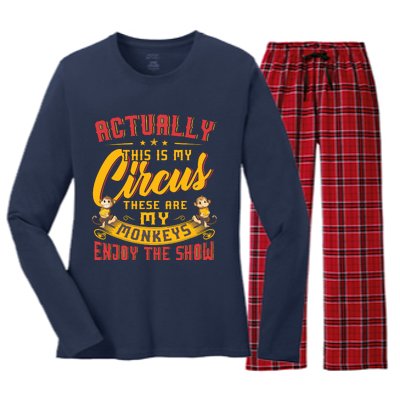 My Circus My Monkeys Funny Gift For Women's Long Sleeve Flannel Pajama Set 