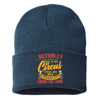 My Circus My Monkeys Funny Gift For Sustainable Knit Beanie