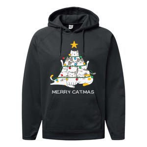 Merry Catmas Merry Christmas Funny Christmas Light Performance Fleece Hoodie