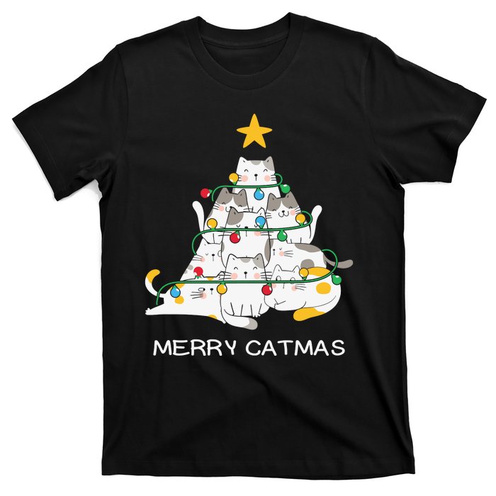 Merry Catmas Merry Christmas Funny Christmas Light T-Shirt