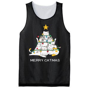 Merry Catmas Merry Christmas Funny Christmas Light Mesh Reversible Basketball Jersey Tank