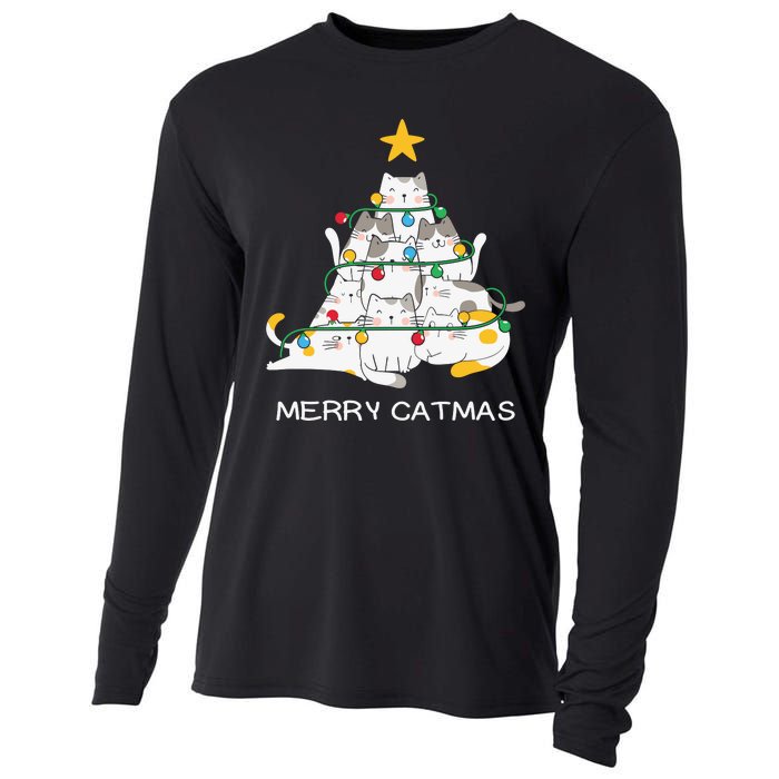 Merry Catmas Merry Christmas Funny Christmas Light Cooling Performance Long Sleeve Crew