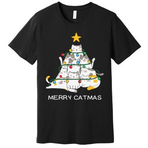 Merry Catmas Merry Christmas Funny Christmas Light Premium T-Shirt