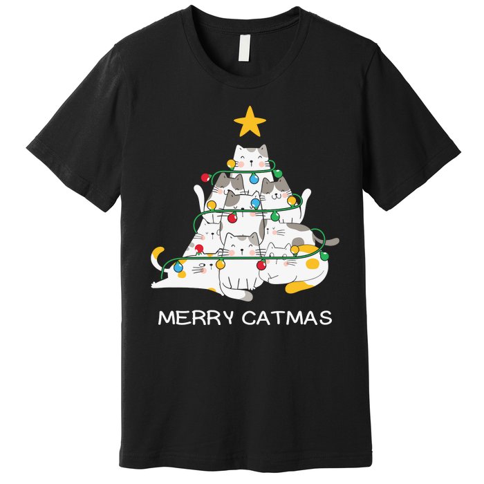 Merry Catmas Merry Christmas Funny Christmas Light Premium T-Shirt