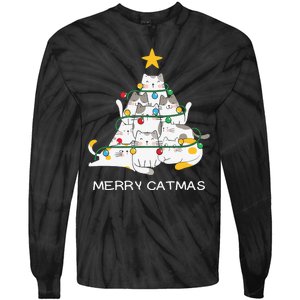 Merry Catmas Merry Christmas Funny Christmas Light Tie-Dye Long Sleeve Shirt