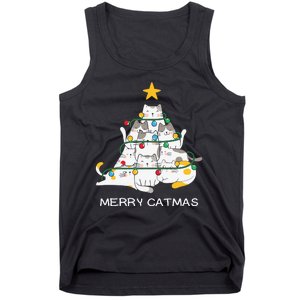 Merry Catmas Merry Christmas Funny Christmas Light Tank Top