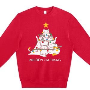 Merry Catmas Merry Christmas Funny Christmas Light Premium Crewneck Sweatshirt