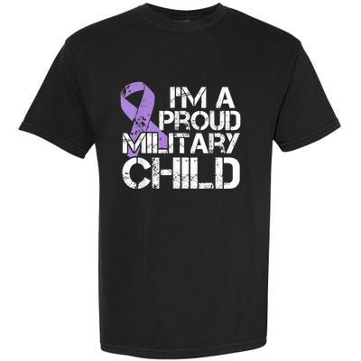 Military Child Month Boys Shirt Purple Up Brat Kid Garment-Dyed Heavyweight T-Shirt