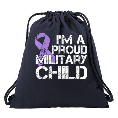 Military Child Month Boys Shirt Purple Up Brat Kid Drawstring Bag