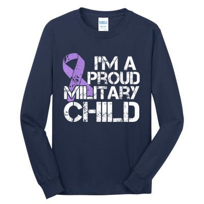 Military Child Month Boys Shirt Purple Up Brat Kid Tall Long Sleeve T-Shirt