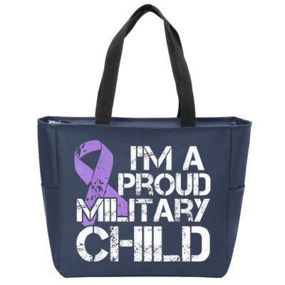 Military Child Month Boys Shirt Purple Up Brat Kid Zip Tote Bag