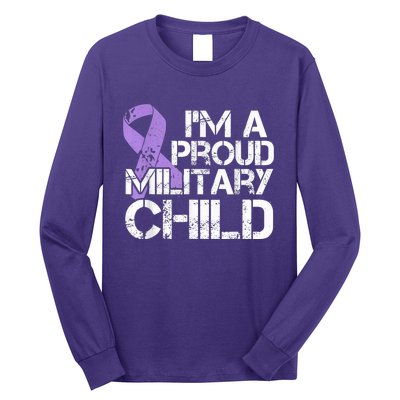 Military Child Month Boys Shirt Purple Up Brat Kid Long Sleeve Shirt