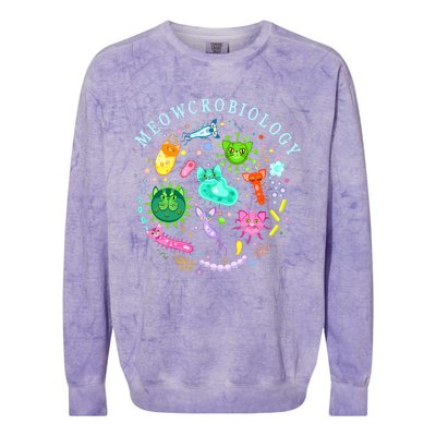 Meowcrobiology Cat Meow Microbiology Science Bacteriology Colorblast Crewneck Sweatshirt