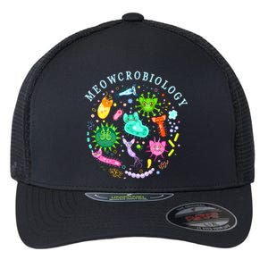 Meowcrobiology Cat Meow Microbiology Science Bacteriology Flexfit Unipanel Trucker Cap