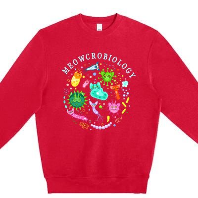 Meowcrobiology Cat Meow Microbiology Science Bacteriology Premium Crewneck Sweatshirt