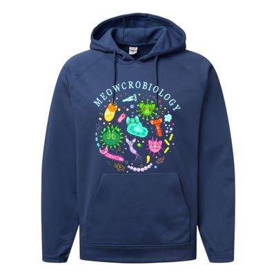 Meowcrobiology Cat Meow Microbiology Science Bacteriology Performance Fleece Hoodie