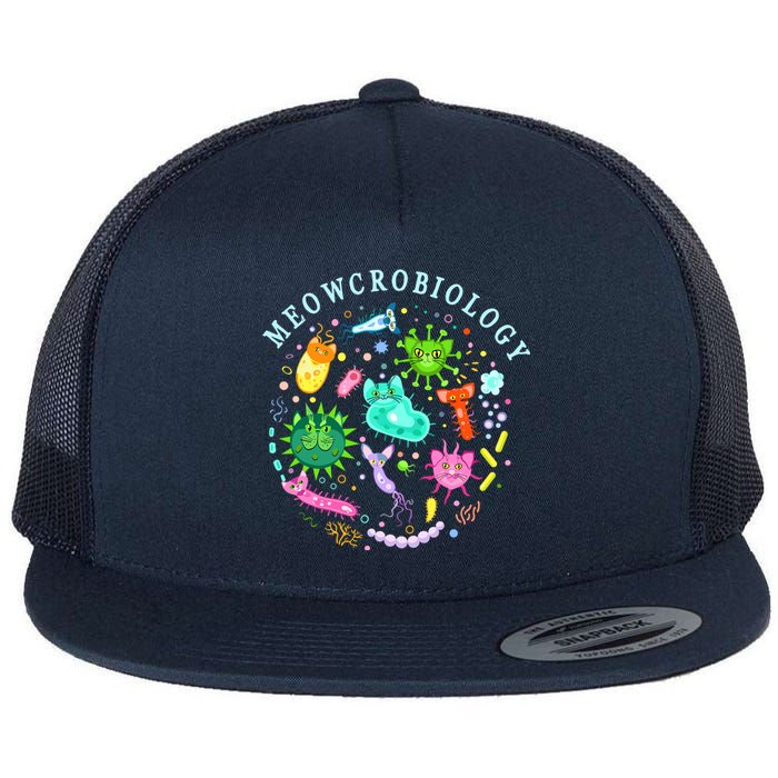 Meowcrobiology Cat Meow Microbiology Science Bacteriology Flat Bill Trucker Hat