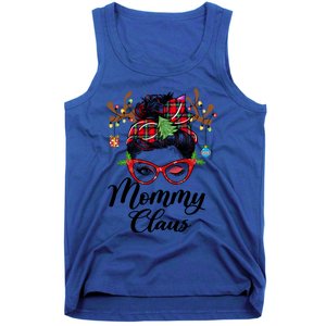 Mommy Claus Messy Bun Reindeer Horns Xmas Lights Christmas Gift Tank Top