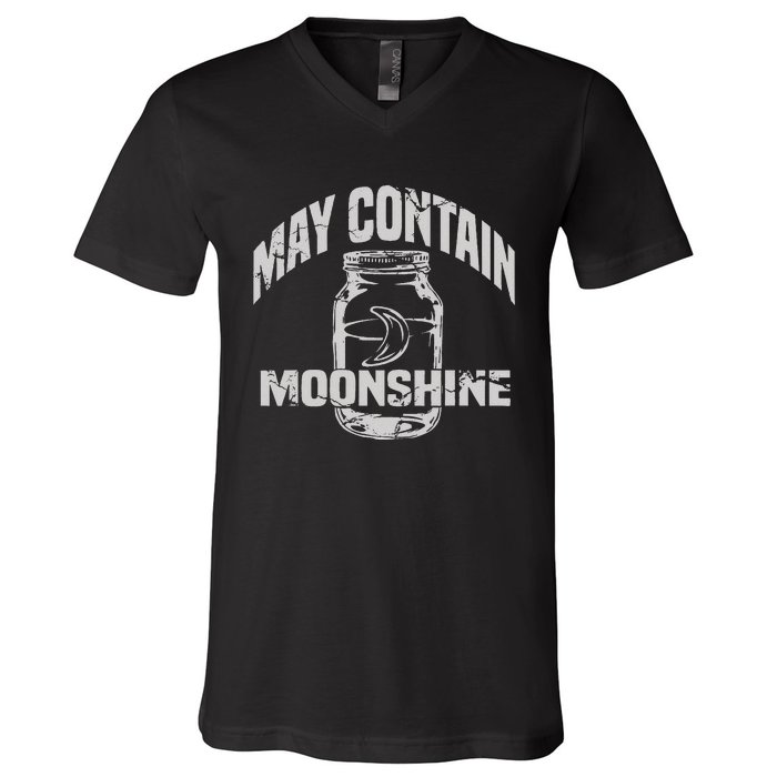 May Contain Moonshine Funny Gift V-Neck T-Shirt