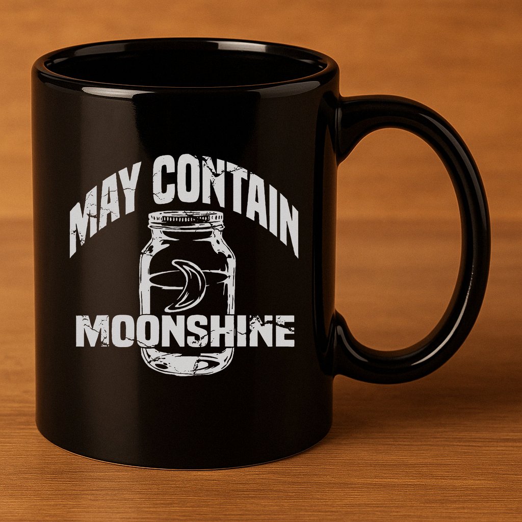 May Contain Moonshine Funny Gift 11oz C Handle Ceramic Mug