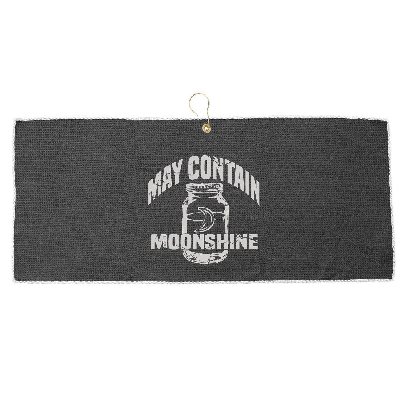 May Contain Moonshine Funny Gift Large Microfiber Waffle Golf Towel
