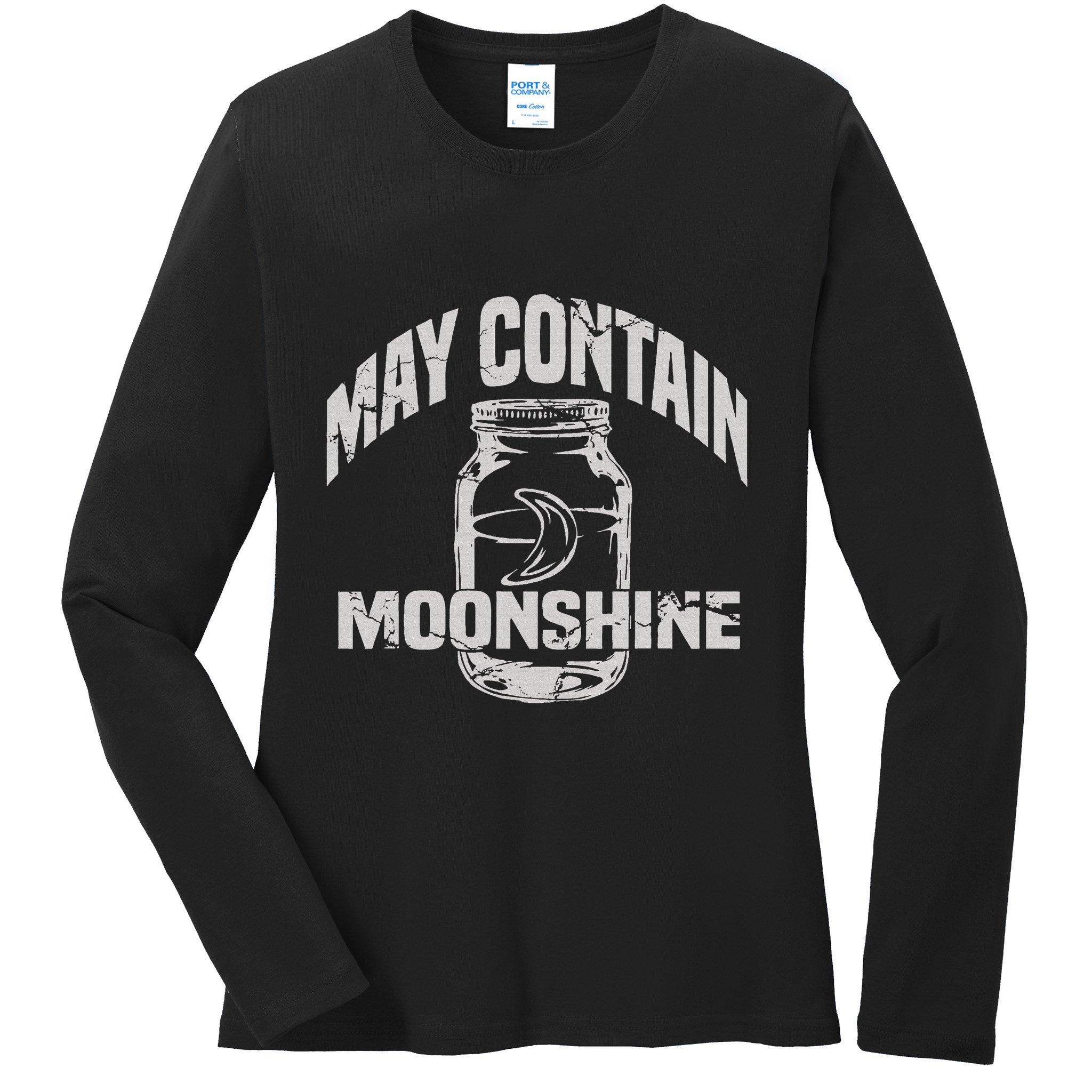 May Contain Moonshine Funny Gift Ladies Long Sleeve Shirt