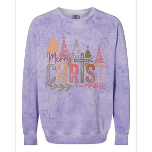 Merry Christ Mas Christian Jesus Christmas Pjs Xmas Pajamas Colorblast Crewneck Sweatshirt