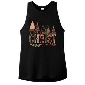 Merry Christ Mas Christian Jesus Christmas Pjs Xmas Pajamas Ladies PosiCharge Tri-Blend Wicking Tank