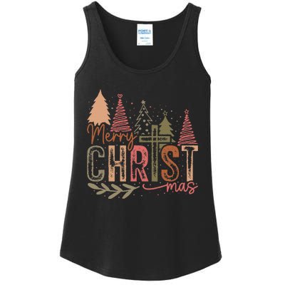 Merry Christ Mas Christian Jesus Christmas Pjs Xmas Pajamas Ladies Essential Tank