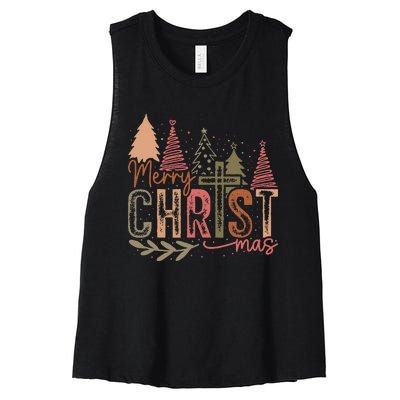 Merry Christ Mas Christian Jesus Christmas Pjs Xmas Pajamas Women's Racerback Cropped Tank