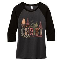 Merry Christ Mas Christian Jesus Christmas Pjs Xmas Pajamas Women's Tri-Blend 3/4-Sleeve Raglan Shirt