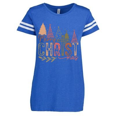 Merry Christ Mas Christian Jesus Christmas Pjs Xmas Pajamas Enza Ladies Jersey Football T-Shirt