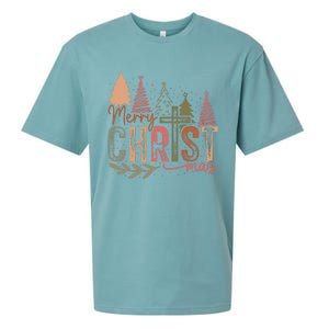 Merry Christ Mas Christian Jesus Christmas Pjs Xmas Pajamas Sueded Cloud Jersey T-Shirt