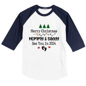 Merry Christmas Mommy And Daddy See You In 2024 Baseball Sleeve Shirt