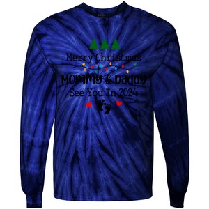 Merry Christmas Mommy And Daddy See You In 2024 Tie-Dye Long Sleeve Shirt