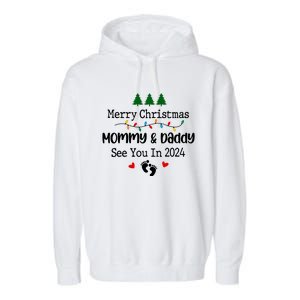 Merry Christmas Mommy And Daddy See You In 2024 Garment-Dyed Fleece Hoodie