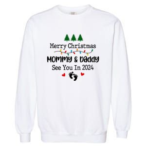 Merry Christmas Mommy And Daddy See You In 2024 Garment-Dyed Sweatshirt