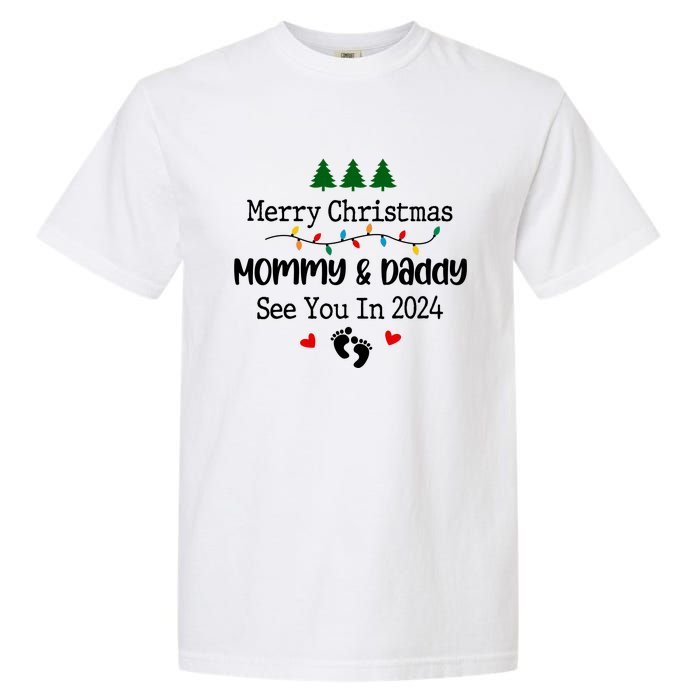 Merry Christmas Mommy And Daddy See You In 2024 Garment-Dyed Heavyweight T-Shirt