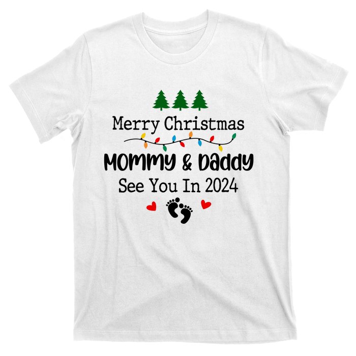 Merry Christmas Mommy And Daddy See You In 2024 T-Shirt