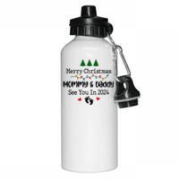 Merry Christmas Mommy And Daddy See You In 2024 Aluminum Water Bottle 