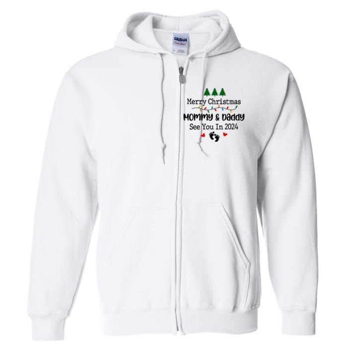 Merry Christmas Mommy And Daddy See You In 2024 Full Zip Hoodie