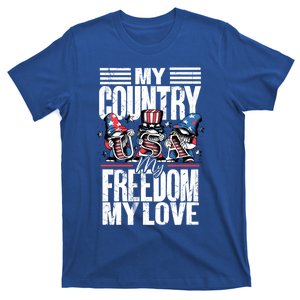 My Country My Freedom My Love Gift 4th Of July American Flag Cool Gift T-Shirt