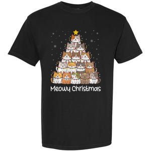 Merry Catmas Meowy Christmas Tree Cat Lover Cat Mom Cat Dad Garment-Dyed Heavyweight T-Shirt