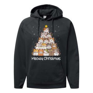 Merry Catmas Meowy Christmas Tree Cat Lover Cat Mom Cat Dad Performance Fleece Hoodie