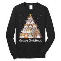 Merry Catmas Meowy Christmas Tree Cat Lover Cat Mom Cat Dad Long Sleeve Shirt