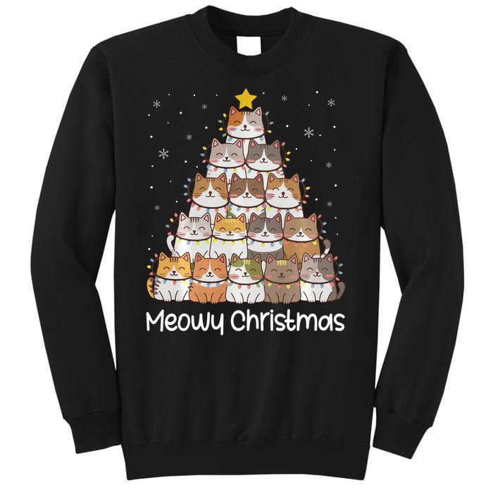 Merry Catmas Meowy Christmas Tree Cat Lover Cat Mom Cat Dad Sweatshirt